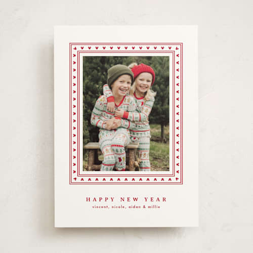 This is a peppermint photo mount holiday cards with standard by Lea Delaveris called festive mickey frame printing on recycled in photo_mount