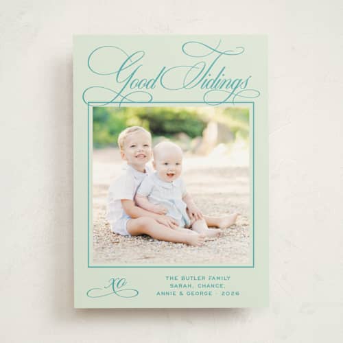 This is a mint photo mount holiday cards with standard by Megan Davis called julep printing on recycled in photo_mount