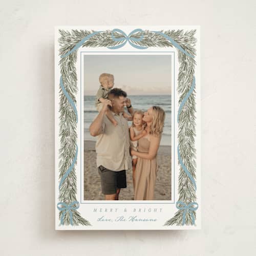 This is a frost photo mount holiday cards with standard by Leah Bisch called garland frame printing on recycled in photo_mount