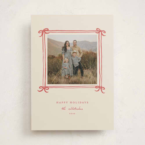 This is a holly berry photo mount holiday cards with standard by Snow and Ivy called tied up with string printing on recycled in photo_mount