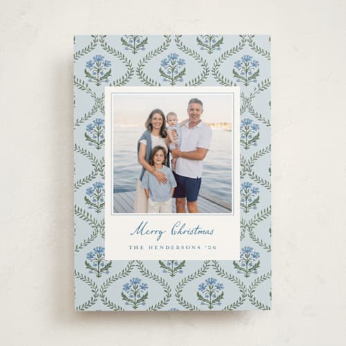 This is a wintermint photo mount holiday cards with standard by Teju Reval called festive trellis printing on recycled in photo_mount