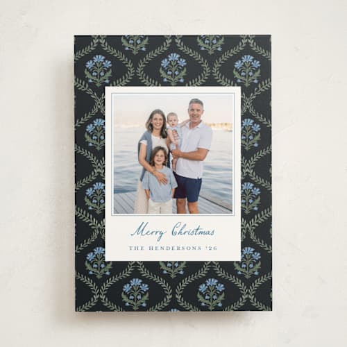 This is a ink photo mount holiday cards with standard by Teju Reval called festive trellis printing on recycled in photo_mount