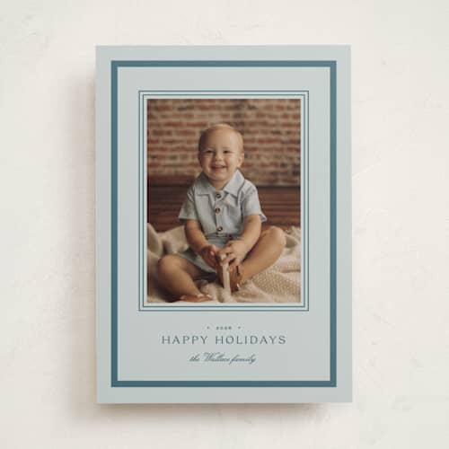 This is a glacier photo mount holiday cards with standard by Everett Paper Goods called engrave printing on recycled in photo_mount