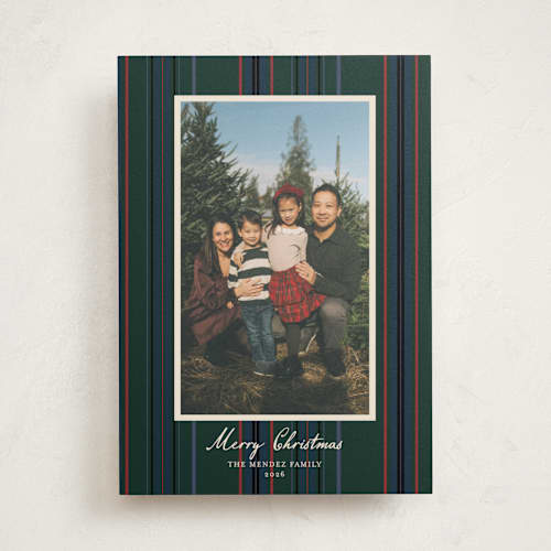This is a pine photo mount holiday cards with standard by frau brandt called heirloom stripes printing on recycled in photo_mount