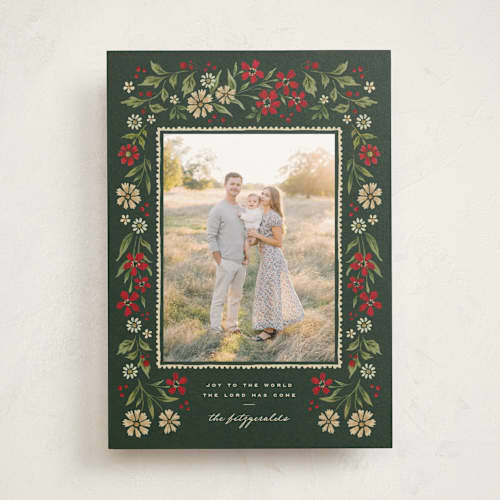 This is a garland photo mount holiday cards with standard by Wildfield Paper Co called vintage folk printing on recycled in photo_mount