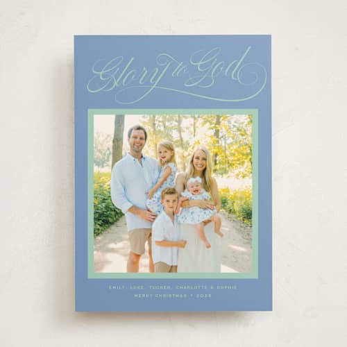 This is a winter wonderland photo mount holiday cards with standard by Alston Foster called classic glory printing on recycled in photo_mount