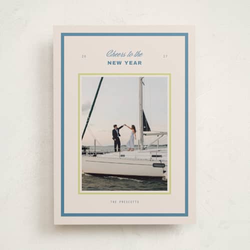 This is a lake photo mount holiday cards with standard by Everett Paper Goods called lido printing on recycled in photo_mount