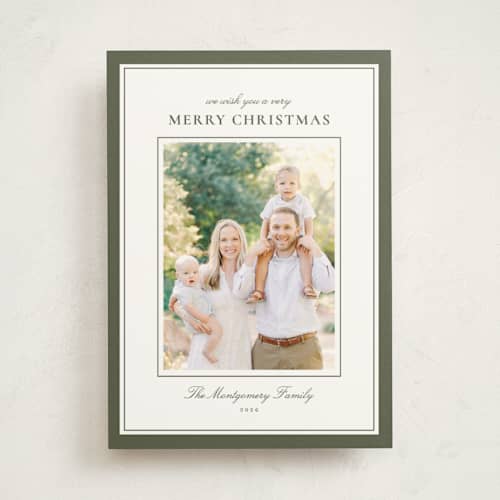 This is a pine photo mount holiday cards with standard by Wildfield Paper Co called celadon printing on recycled in photo_mount