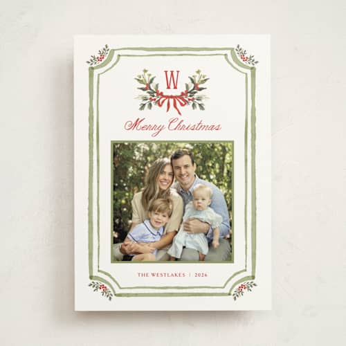 This is a pine needle photo mount holiday cards with standard by Melanie Kosuge called piedmont printing on recycled in photo_mount