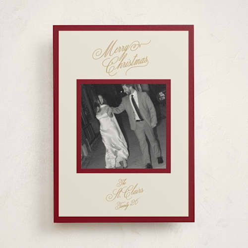 This is a holly berry photo mount holiday cards with standard by Jen Ramsey called holiday elegance printing on recycled in photo_mount