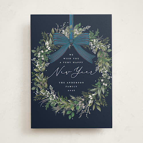 This is a winter berry foil pressed holiday cards with foil pressed by Susan Moyal called festive holiday printing on signature in standard