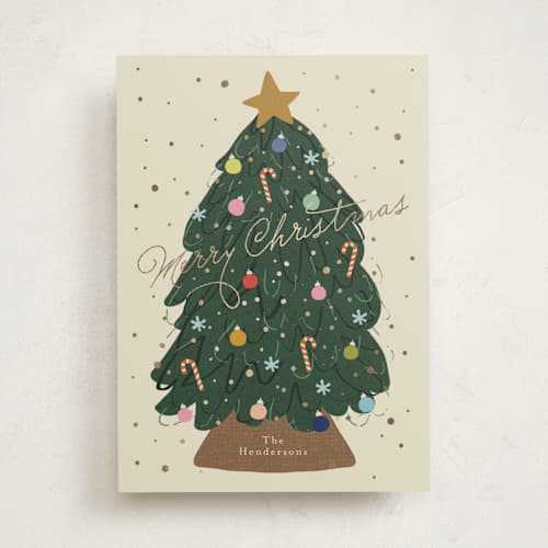 This is a vanilla foil pressed holiday cards with foil pressed by Kelly Watkins called sparkle tree printing on signature in standard