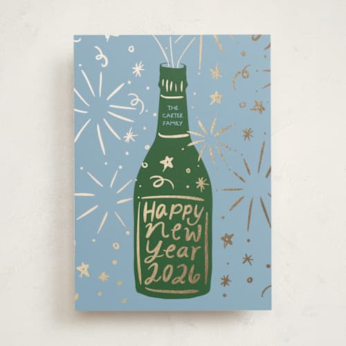 This is a marine foil pressed holiday cards with foil pressed by Inkblot Design called champagne sparkle printing on signature in standard