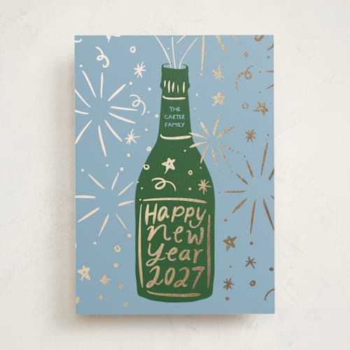 This is a marine foil pressed holiday cards with foil pressed by Inkblot Design called champagne sparkle printing on signature in standard