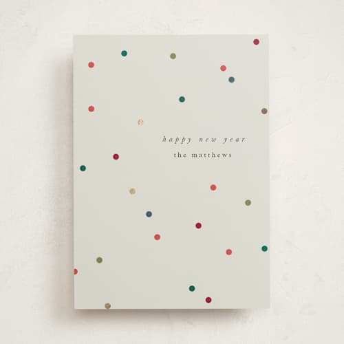 This is a mist foil pressed holiday cards with foil pressed by Lori Wemple called confetti christmas printing on signature in standard