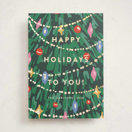 This is a pine foil pressed holiday cards with foil pressed by Meggy Masters called o tannenbaum printing on signature in standard