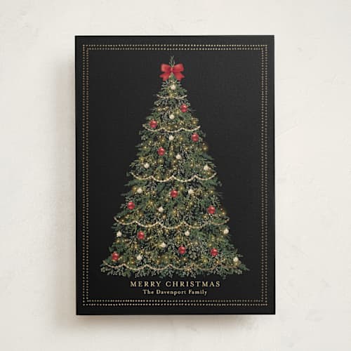 This is a cranberry foil pressed holiday cards with foil pressed by Susan Moyal called bright & merry printing on signature in standard