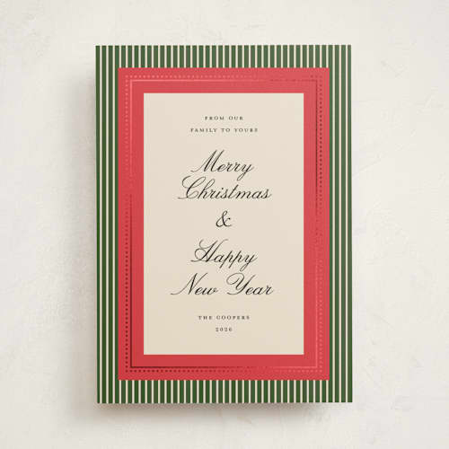 This is a wreath foil pressed holiday cards with foil pressed by Emily Sabol Goss called festive frames printing on signature in standard