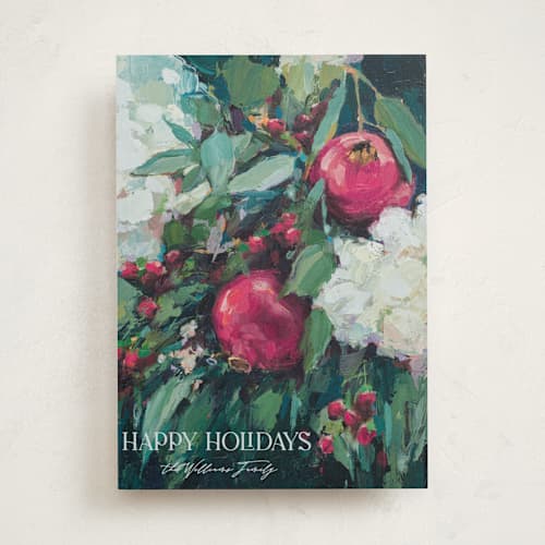 This is a magenta non photo holiday cards with standard by Wendy Keller called pomegranate printing on signature in standard