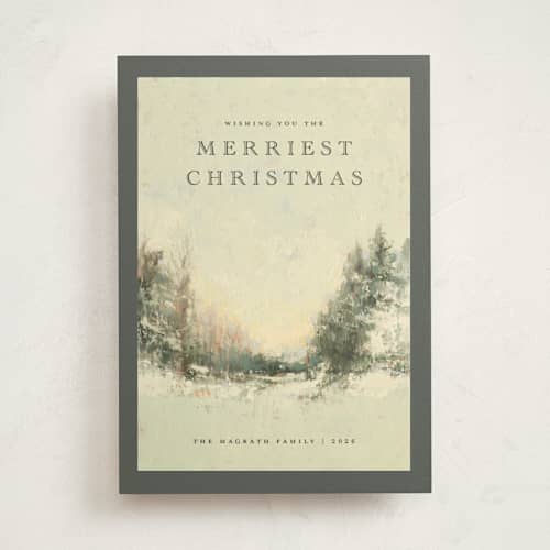 This is a juniper non photo holiday cards with standard by Wendy Keller called frosty morning printing on signature in standard