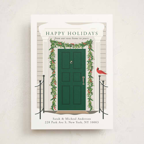 This is a pine non photo holiday cards with standard by Susan Moyal called from our home to yours printing on signature in standard