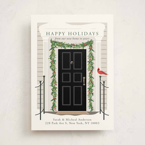 This is a midnight non photo holiday cards with standard by Susan Moyal called from our home to yours printing on signature in standard