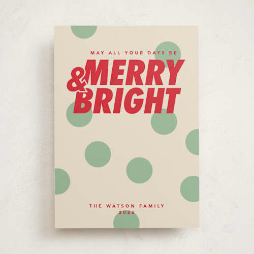 This is a elf shoes non photo holiday cards with standard by Creo Study called christmas polka printing on signature in standard
