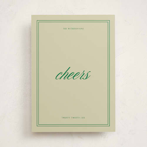 This is a emerald non photo holiday cards with standard by Jen Ramsey called merry merry printing on signature in standard