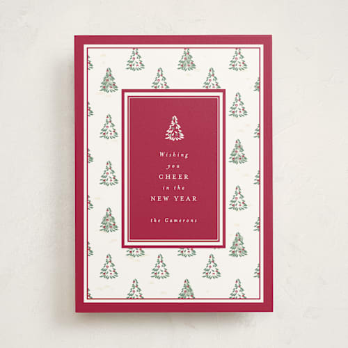 This is a mulberry non photo holiday cards with standard by Corinne Malesic called little trees printing on signature in standard