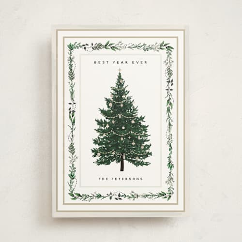 This is a frost non photo holiday cards with standard by Susan Moyal called decorated christmas printing on signature in standard