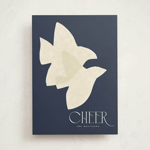 This is a midnight non photo holiday cards with standard by Tamara Hilje called doves printing on signature in standard