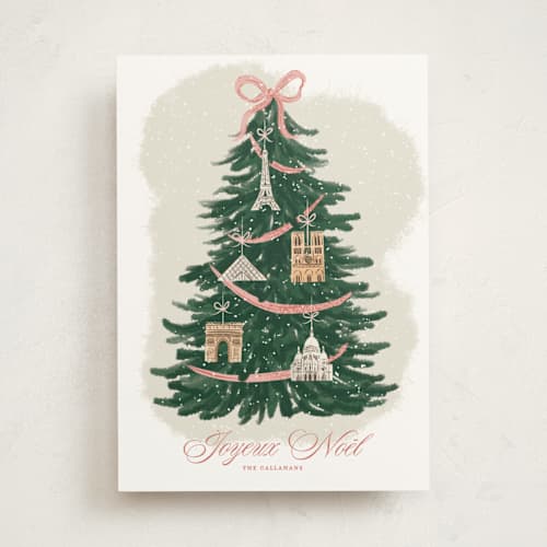 This is a candy non photo holiday cards with standard by Jamie Alexander called parisian promenade printing on signature in standard