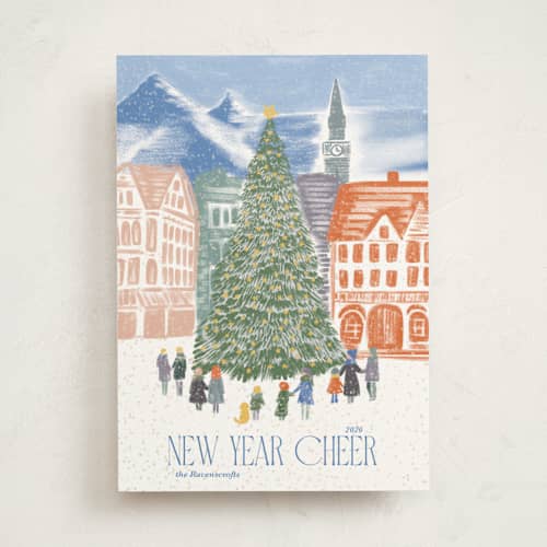 This is a blue jay non photo holiday cards with standard by Jenna Holcomb called gathering printing on signature in standard