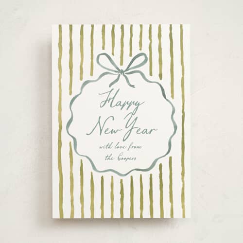 This is a cedar non photo holiday cards with standard by Leia Matt called homestead charm printing on signature in standard