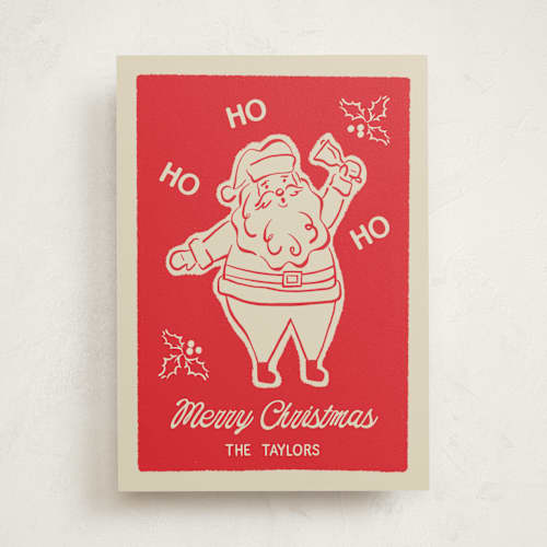This is a santa non photo holiday cards with standard by Angela Garrick called santa outline printing on signature in standard