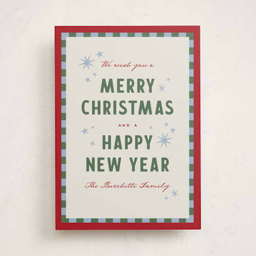 This is a ribbon non photo holiday cards with standard by Wildfield Paper Co called olympus printing on signature in standard