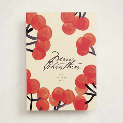 This is a lingonberry non photo holiday cards with standard by Sumak Studio called berries printing on signature in standard