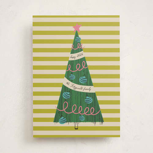 This is a lime non photo holiday cards with standard by Heather Schertzer called pencil tree printing on signature in standard
