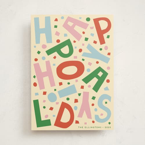 This is a cozy confetti non photo holiday cards with standard by Alisa Galitsyna called confetti type party printing on signature in standard