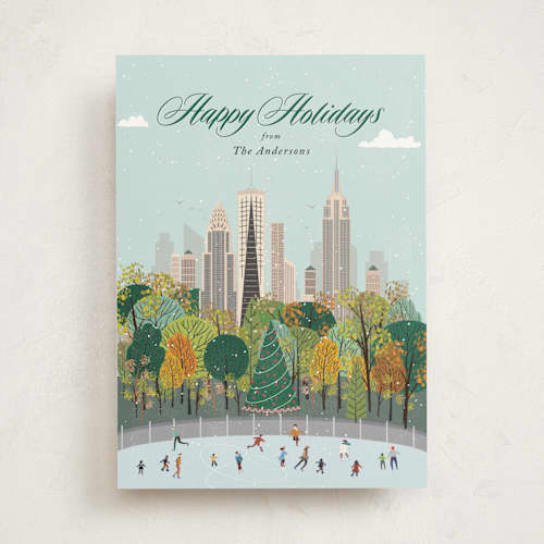 This is a mint non photo holiday cards with standard by Sherley Ferreira called new york for the holidays printing on signature in standard