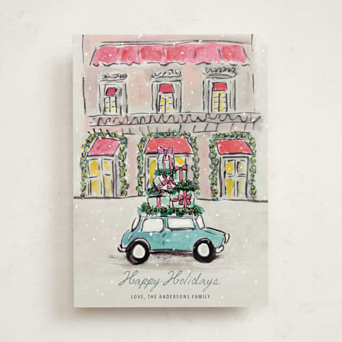 This is a arctic non photo holiday cards with standard by Cass Loh called festive errands printing on signature in standard
