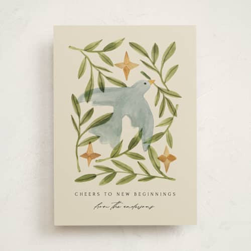 This is a cream non photo holiday cards with standard by Amy Kross called finding the light printing on signature in standard