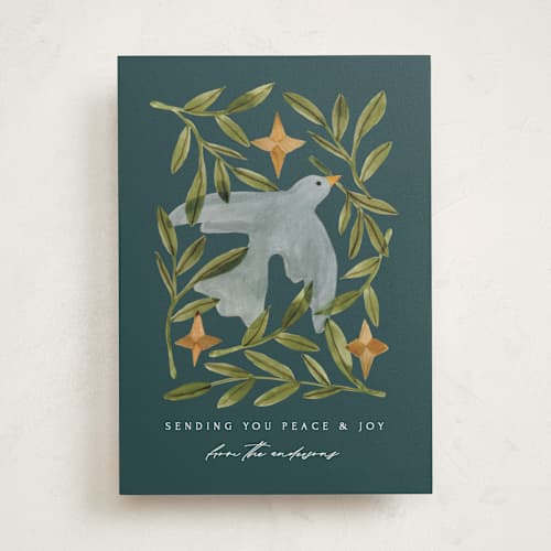 This is a juniper non photo holiday cards with standard by Amy Kross called finding the light printing on signature in standard