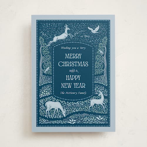 This is a evening non photo holiday cards with standard by Paper Sun Studio called frosty forest printing on signature in standard