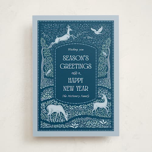 This is a evening non photo holiday cards with standard by Paper Sun Studio called frosty forest printing on signature in standard