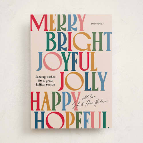 This is a gumdrop non photo holiday cards with standard by Owl and Toad called colorful characters printing on signature in standard