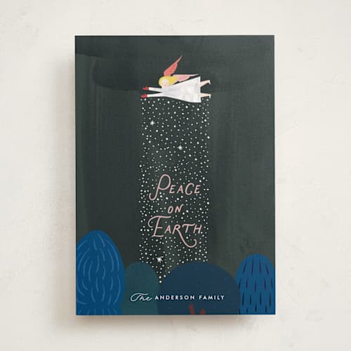 This is a forest non photo holiday cards with standard by Eve Schultz called snow angel printing on signature in standard