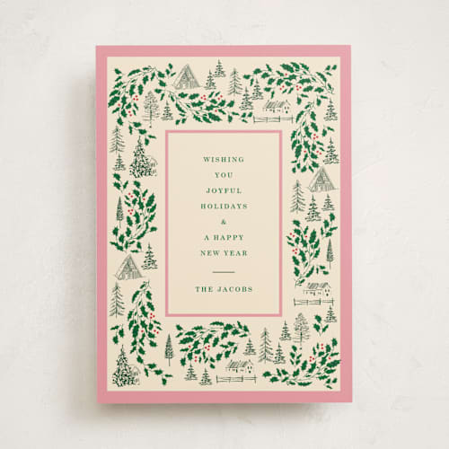 This is a candy non photo holiday cards with standard by Baumbirdy called village frame printing on signature in standard