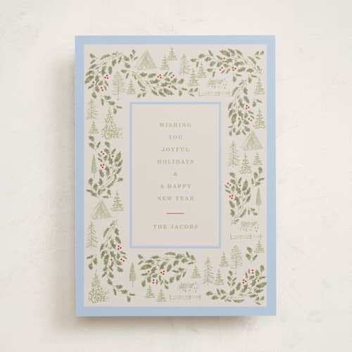 This is a frost non photo holiday cards with standard by Baumbirdy called village frame printing on signature in standard