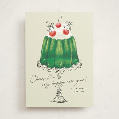 This is a lime non photo holiday cards with standard by Jackie Crawford called christmas jelly printing on signature in standard